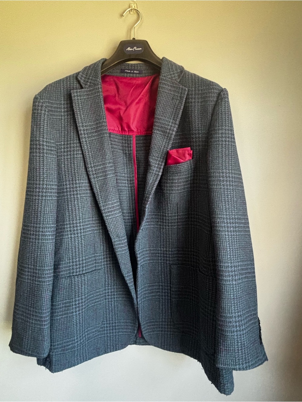 Alan Flusser Gray Glen Plaid Sport Coat with Pink Lining